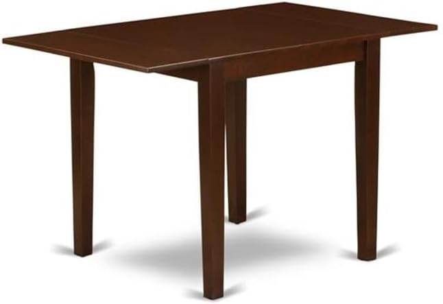 East West Furniture NDNO5-MAH-W 5 Piece Dining Room Table Set Includes a Rectangle Dining Table with Dropleaf and 4 Wood Seat Chairs, 30x48 Inch, Mahogany