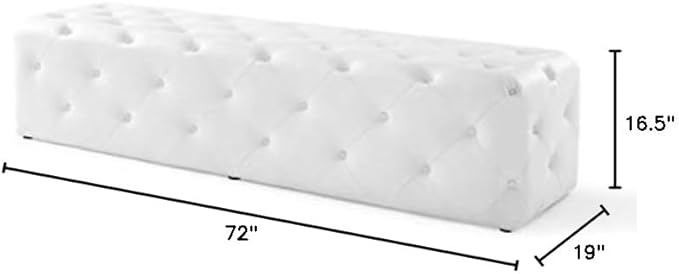 Modway EEI-3771-WHI Anthem 72" Tufted Button Entryway Faux Leather Bench, White
