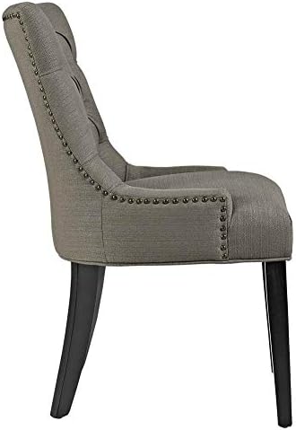 Modway Regent Modern Tufted Upholstered Fabric Two Dining Chairs with Nailhead Trim in Granite