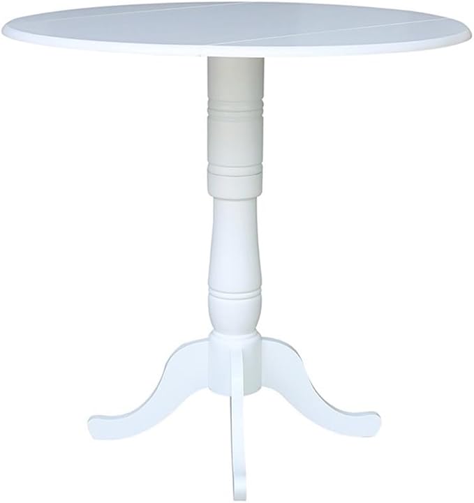 International Concepts 42 in Round Dual Drop Leaf Pedestal Table-41.5"H Dining Table, White