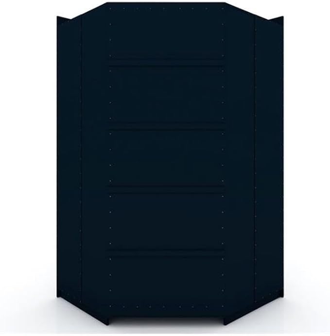 Manhattan Comfort Mulberry 2.0 Corner Wardrobe Closet with Drawers, Hanging Rods and Adjustable Shelves, 2-Piece Free Standing Semi Open Sectional Design for Bedrooms & Dressing Rooms, Midnight Blue