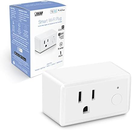 Feit Electric WiFi Compatible with Alexa and Google Home, Feit App, No hub Required, Remote Control from Anywhere 15 Amp Smart Outlet Plug, Indoor, 120 Volts, Plastic, White (Pack of 12)
