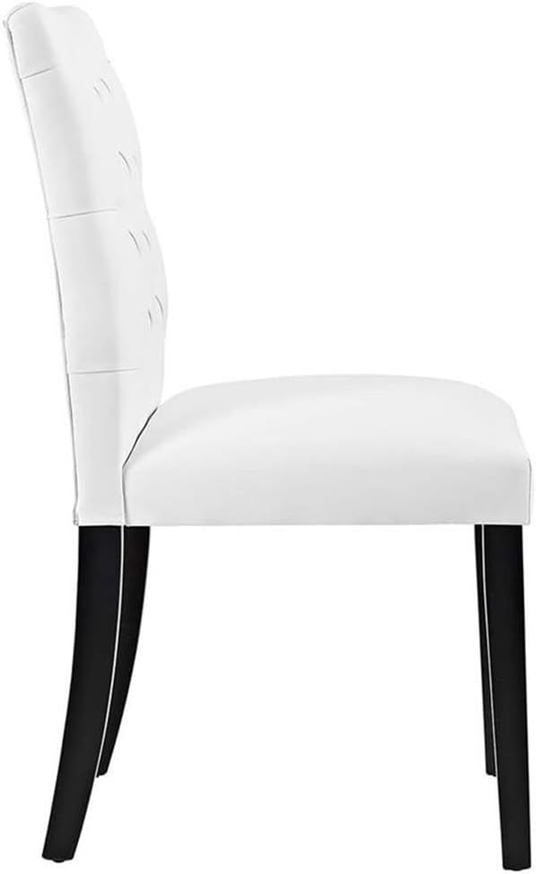 Modway Duchess Modern Tufted Button Faux Leather Upholstered Parsons Two Dining Chairs in White