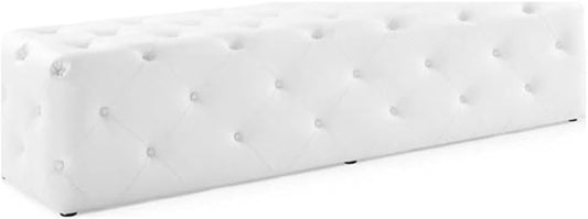 Modway EEI-3771-WHI Anthem 72" Tufted Button Entryway Faux Leather Bench, White