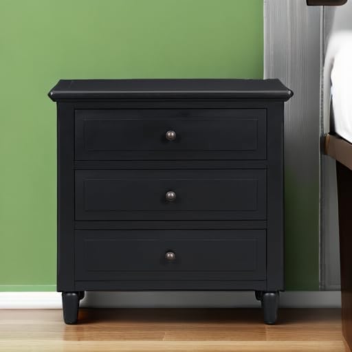 Nightstands with 3 Drawers for Bedroom, Modern Wood Bedside End Table
