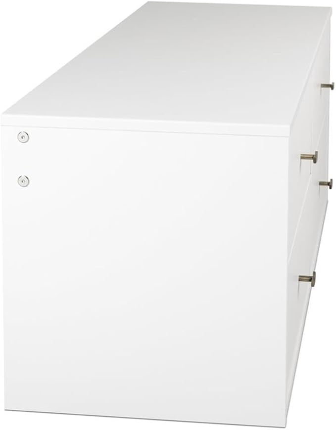 Prepac 4-Drawer Floating Dresser for Bedroom, Modern Dresser Chest of Drawers with Brushed Brass Knobs 16" D x 42.25" W x 17.25" H, White, WDBW-1412-1