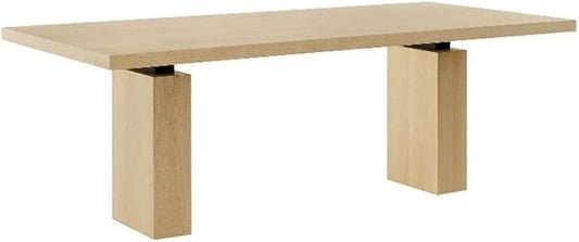Modway Piston 82 Inch Solid Wood Rectangle Dining Table in Natural – Modern Farmhouse Kitchen Table for 6-8 People – Rustic Wooden Dining Room Table