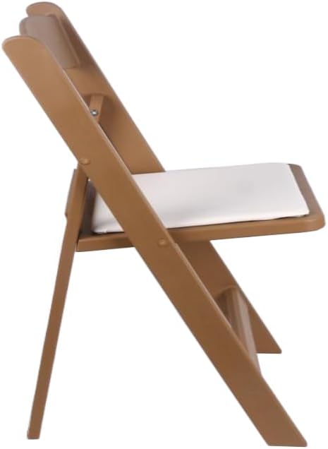 BTEXPERT Resin Folding Chair Vinyl Padded Seat Indoor Outdoor Lightweight Set for Home Event Party Picnic Kitchen Dining Church School Weddings- 4 Natural Chestnut