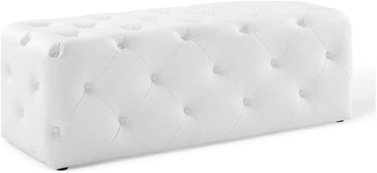 Modway EEI-3767-WHI Anthem 48" Tufted Button Entryway Faux Leather Bench, White