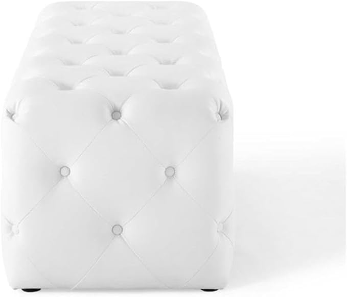 Modway EEI-3767-WHI Anthem 48" Tufted Button Entryway Faux Leather Bench, White