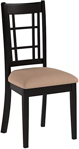 East West Furniture NIC-BLK-C Nicoli Kitchen Dining Chairs - Linen Fabric Upholstered Wood Chairs, Set of 2, Black