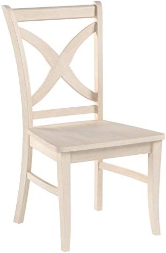 Set of Two Vineyard Curved X Back Dining Chairs, Unfinished