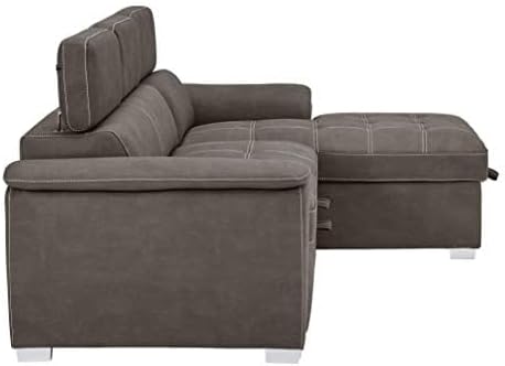 Homelegance Ferriday 98" x 66" Sectional Sleeper with Storage, Taupe