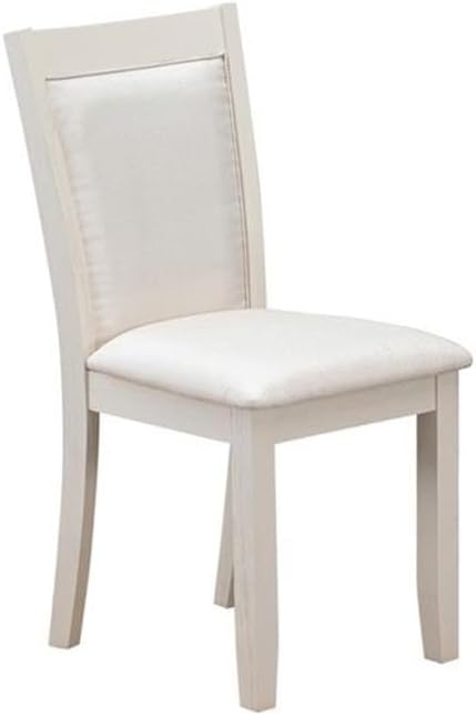 East West Furniture MZC0T01 Monza Parson Dining Chairs - Cream Linen Fabric Upholstered Chairs, Set of 2, Wirebrushed Linen White