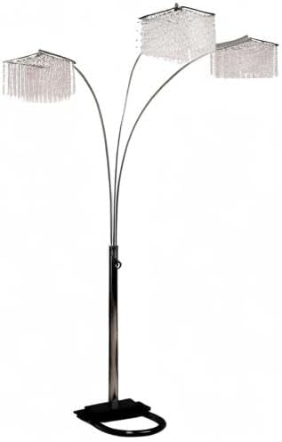 Ore International 6932 3 Light Crystal Inspirational Arch Floor Lamp, 97" x 17.5" x 19", Silver