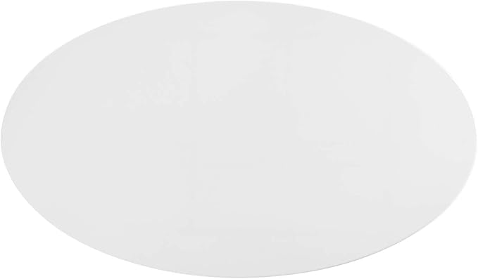 Modway Lippa 48" Oval-Shaped Mid-Century Modern Dining Table with White Wood Top and Black Base