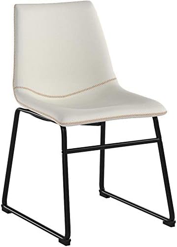 Roundhill Furniture Lotusville Vintage PU Leather Dining Chairs, Set of 2, White