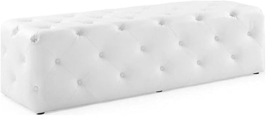 Modway EEI-3769-WHI Anthem 60" Tufted Button Entryway Faux Leather Bench, White
