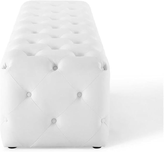 Modway EEI-3771-WHI Anthem 72" Tufted Button Entryway Faux Leather Bench, White