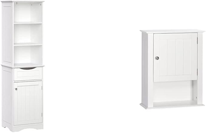 RiverRidge Ashland Bathroom Storage Cabinet Bundle with Shelves and Drawer