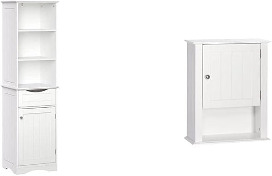 RiverRidge Ashland Bathroom Storage Cabinet Bundle with Shelves and Drawer