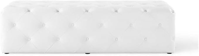 Modway EEI-3769-WHI Anthem 60" Tufted Button Entryway Faux Leather Bench, White