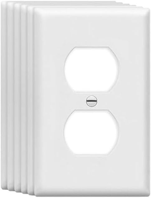 Duplex Wall Plates 1-Gang Switch Outlet Electrical Cover Plate Unbreakable Thermoplastic Faceplate for Light Receptacle Outlet Switch, White (6 Pack)