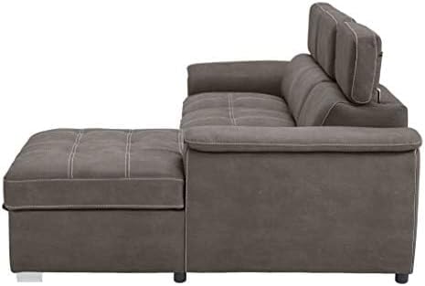 Homelegance Ferriday 98" x 66" Sectional Sleeper with Storage, Taupe