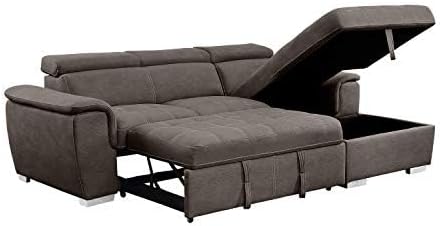 Homelegance Ferriday 98" x 66" Sectional Sleeper with Storage, Taupe