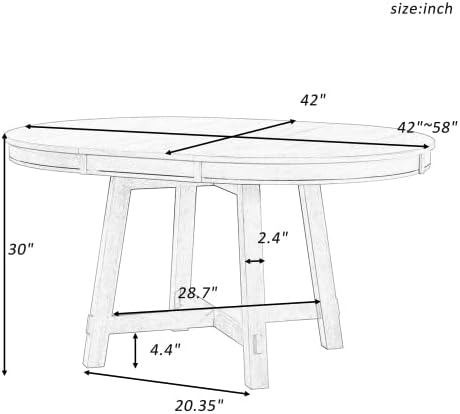 Bellemave 42"-58" Extendable Dining Table for 4-6, Solid Wood Oval Dining Kitchen Table with Removable Leaf, Farmhouse Circle Desk for Kitchen Living Room Space Saving (Natural+White)