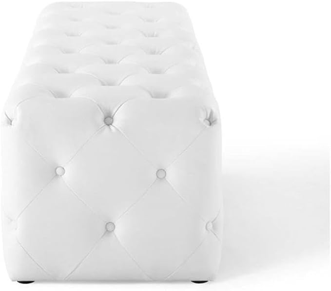 Modway EEI-3769-WHI Anthem 60" Tufted Button Entryway Faux Leather Bench, White