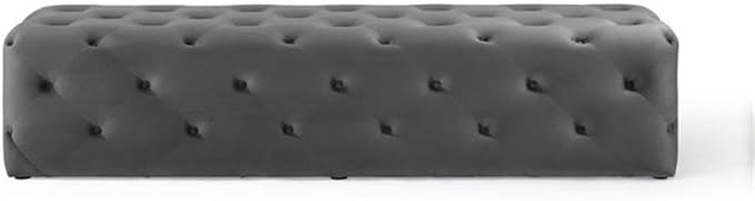 Modway EEI-3772-GRY Anthem 72" Tufted Button Entryway Performance Velvet Bench, Gray