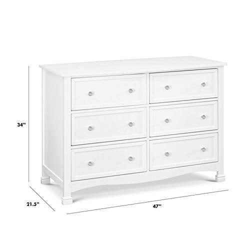Kalani Baby Dresser for Nursery - GREENGUARD Gold Certified Wooden 6 Drawer Double Dresser - Kids Dresser for Boys and Girls - Multi-Purpose White Dresser for Bedroom, Living Room, and Hallway