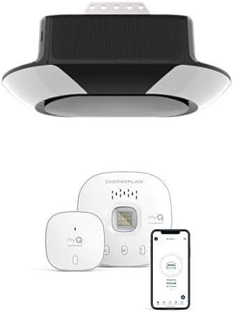 CHAMBERLAIN B6713T Smart Advanced Corner LED Lighting-myQ Smartphone Controlled-Ultra Quiet, Strong Belt Drive & MAX Lifting Power Smart Garage Control - Wireless Garage Hub and Sensor