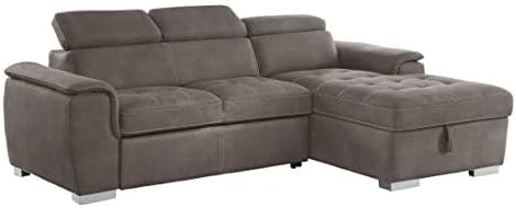 Homelegance Ferriday 98" x 66" Sectional Sleeper with Storage, Taupe