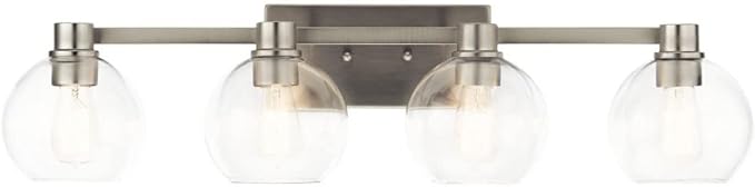Kichler Harmony 33.5" Vanity Light in Brushed Nickel, 3-Light Traditional Bathroom Vanity with Clear Glass, (33.5" W x 8.25" H), 45895NI