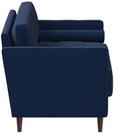 Studio Living® Lexington 75.6" Sofa, Mid-Century Modern, Pocket Coil Comfort, Easy Assembly, Woven Fabric, Navy Blue
