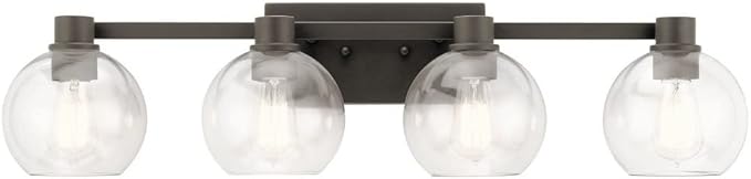 Kichler Harmony 33.5" Vanity Light in Brushed Nickel, 3-Light Traditional Bathroom Vanity with Clear Glass, (33.5" W x 8.25" H), 45895NI