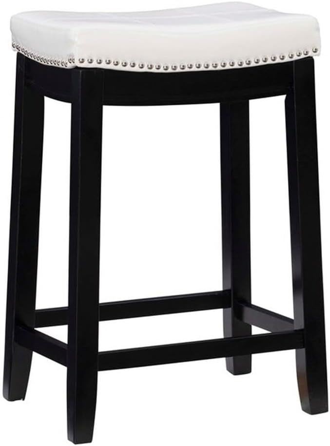 Linon Claridge Patches Counter Stool, 26-Inch, White