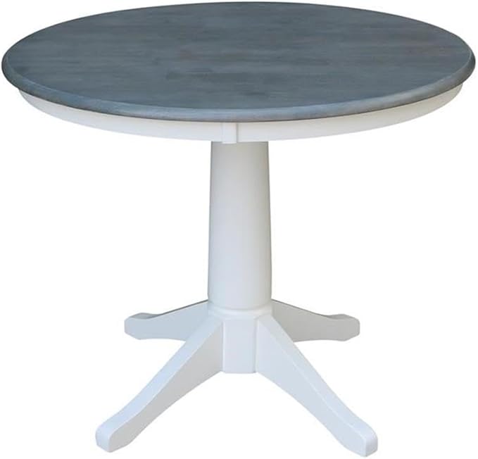 IC INTERNATIONAL CONCEPTS 36 in. Wood Dining Table with 2 Madrid Ladderback Chairs in White/Heather Gray