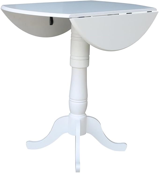 International Concepts 42 in Round Dual Drop Leaf Pedestal Table-41.5"H Dining Table, White