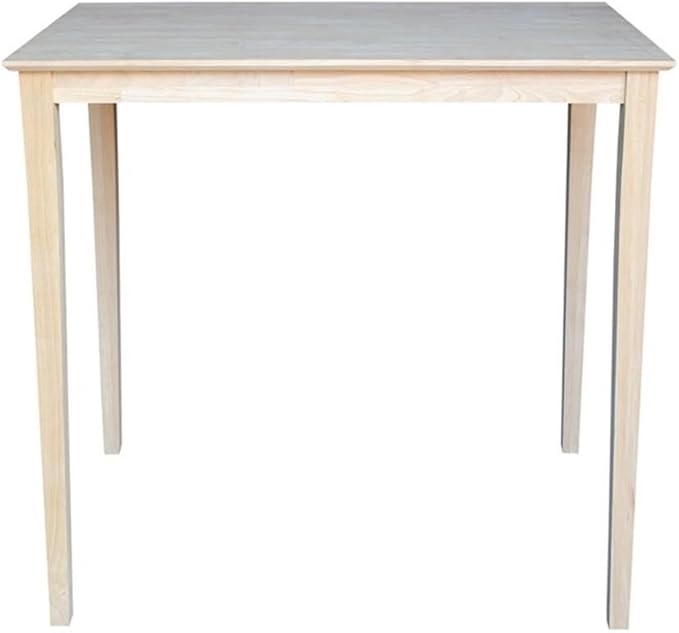 International Concepts Table Top Solid with Wood Bar Height Shaker Legs, 30 by 48-Inch, Unfinished
