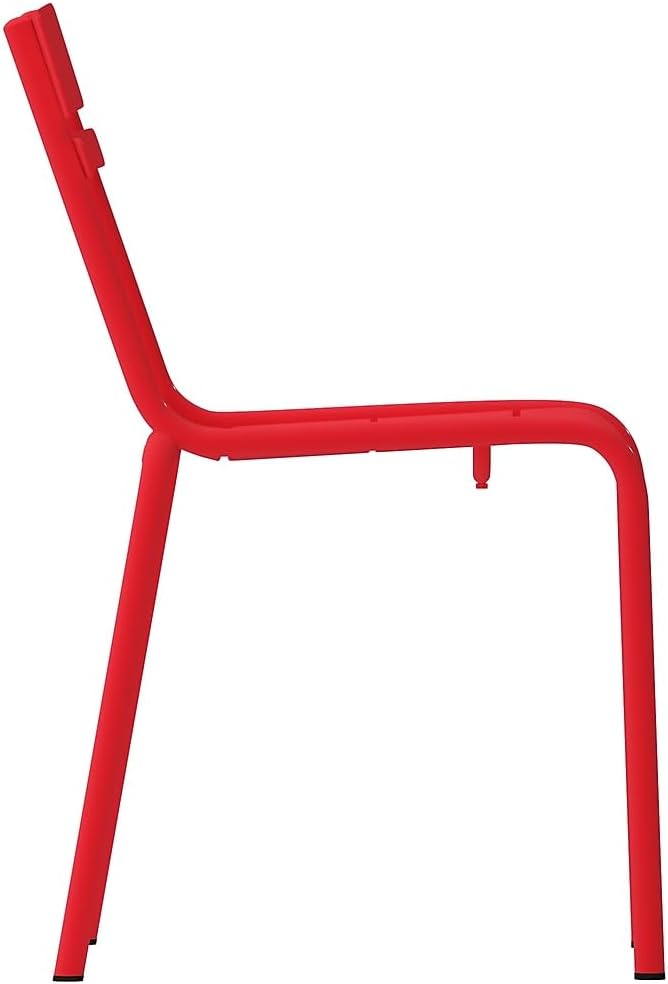 Flash Furniture Nash Commercial Grade Steel Stack Chair, Indoor-Outdoor Armless Chair with 2 Slat Back, Red