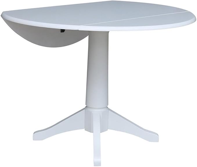 International Concepts 42 in Round Dual Drop Leaf Pedestal Table-30.3"H Dining Table, White