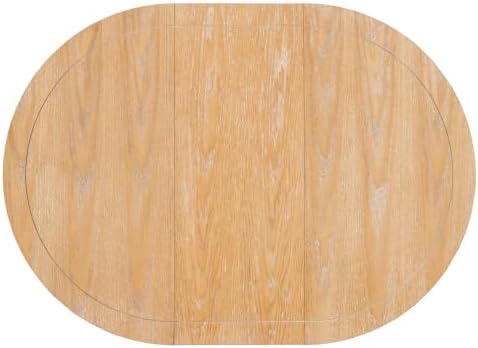 Bellemave 42"-58" Extendable Dining Table for 4-6, Farmhouse Round Kitchen Table with Removable Leaf and Crossed Legs for Kitchen, Dining Room (Natural Wood Wash)