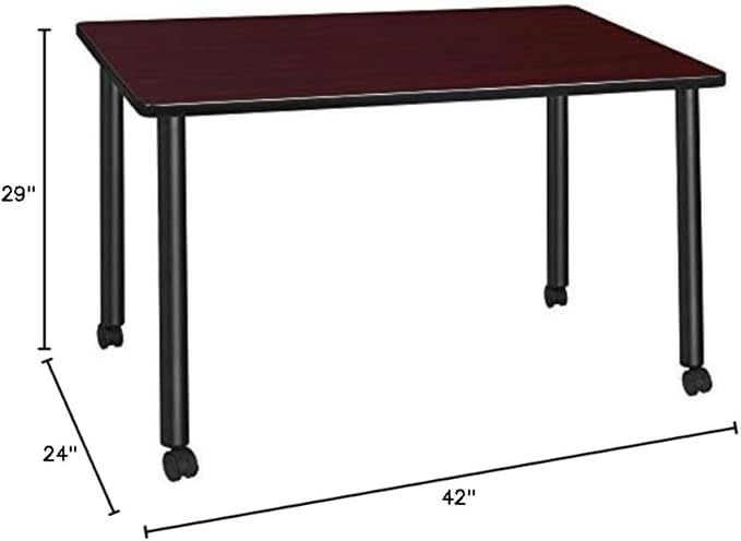 Regency Kee 42 x 24 in. Mobile Training Seminar Table- Mahogany Top, Black Legs