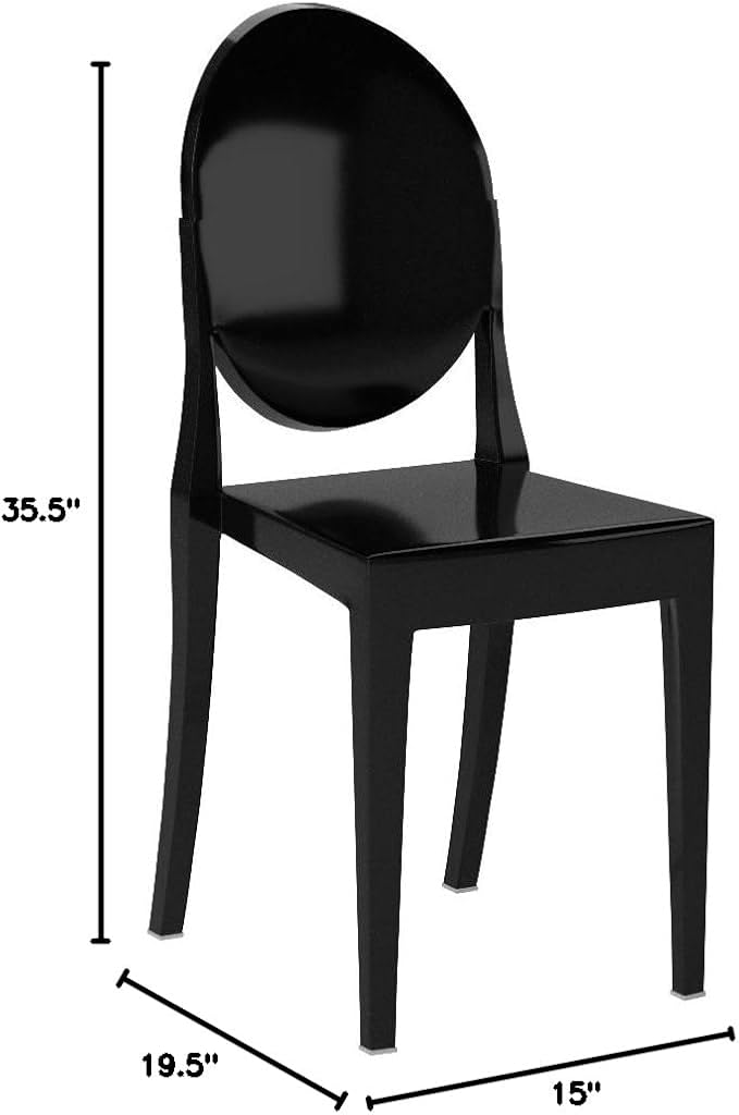 Modway Casper Modern Acrylic Stacking Two Dining Side Chairs in Black