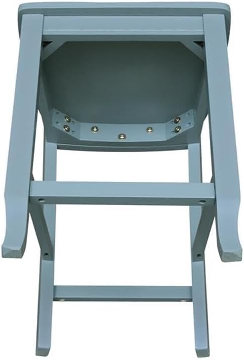 IC INTERNATIONAL CONCEPTS Solid Wood Double X Back Counterheight Stool in Smoked Blue - 24" Height