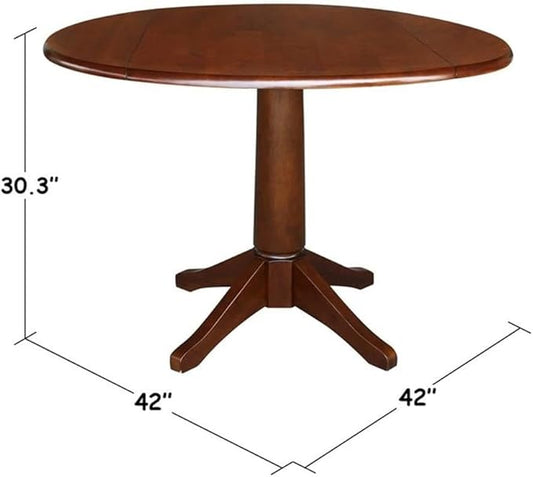 IC INTERNATIONAL CONCEPTS 42" Round Dual Drop Leaf Pedestal Table - 30.3" H Espresso