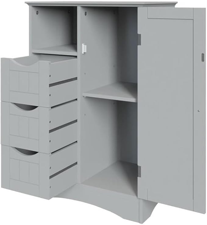 RiverRidge Ashland Collection 1 Door, 3 Drawer, Gray Floor Cabinet,Grey